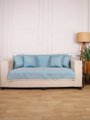 Jute Sofa Seat Cover – Turquoise, 70x60 Inch